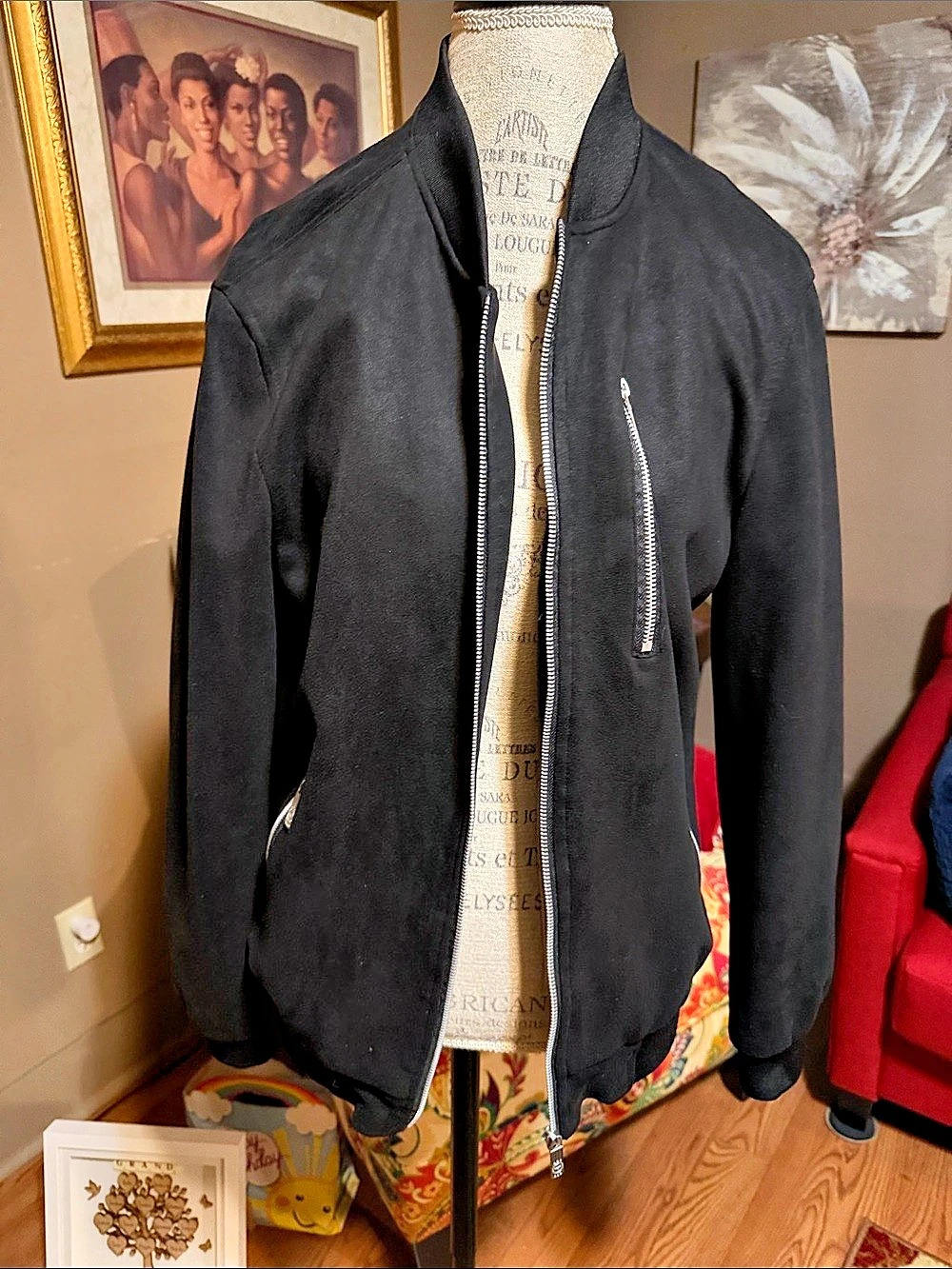 V.I.P. Collection Men's Black Bomber Jacket Size Medium